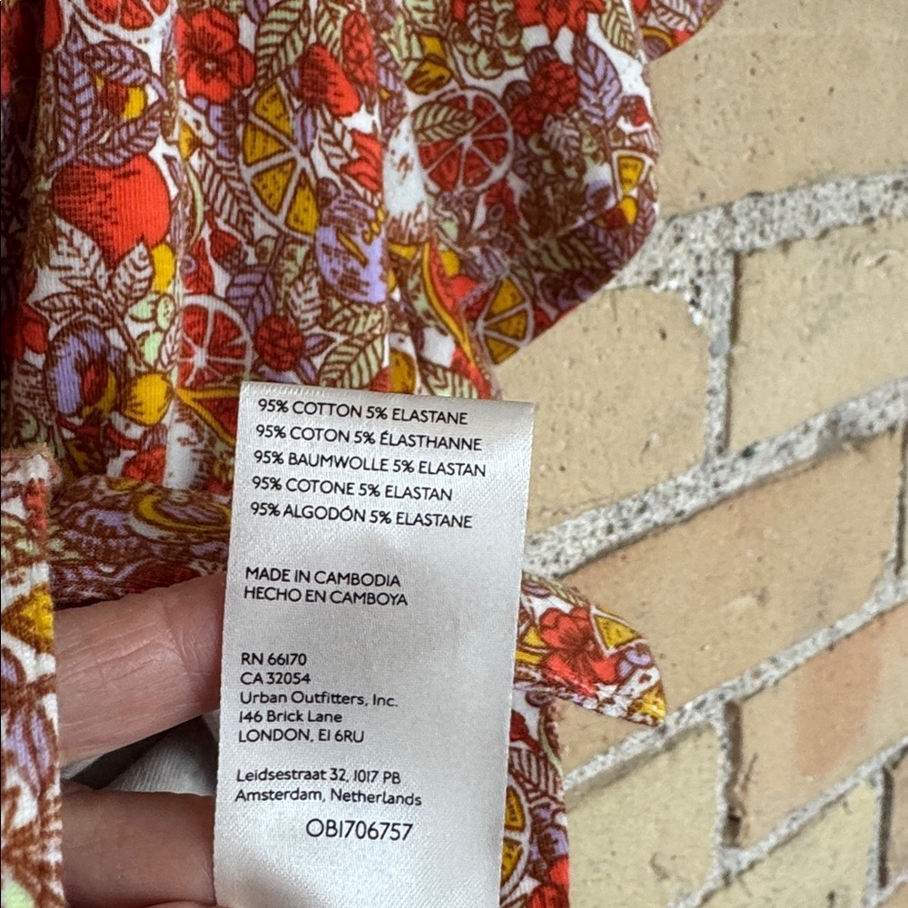 Maeve by Anthropologie Ruched Citrus Print Button Down Top - Picture 5 of 6